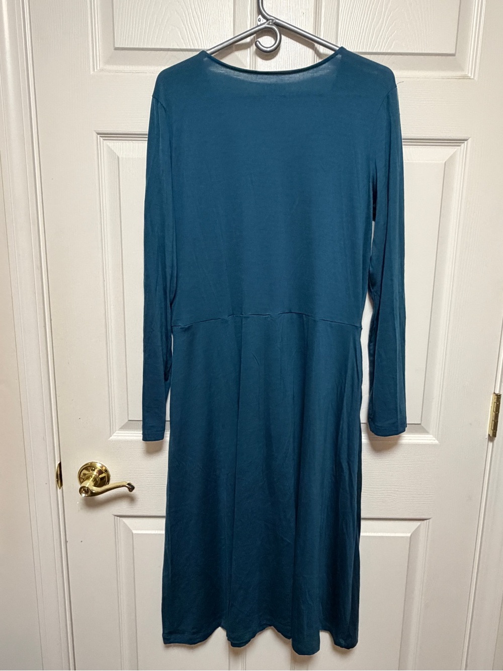 Talia Signature 160 Long-Sleeve V-Neck A-Line Dress in Aegean Teal - Picture 4 of 9